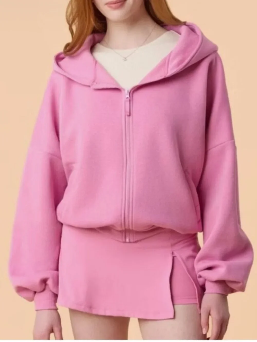 Blogilates byTarget X Women's Pink Marshmallow Zip Hoodie.